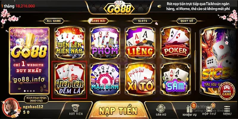 Các trò chơi game sòng bài Go88 cực hot